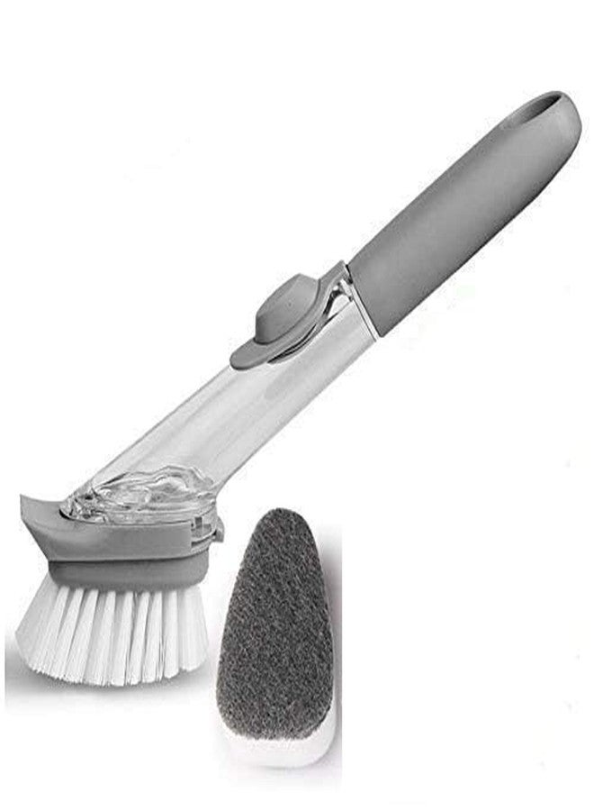 LETURE Kitchen Usable Long Handle Sponge with White Wok Brush | Decontamination Cleaning Brush Scrubber Dish Bowl Washing Sponge with Refill | Dish Wand Brush Set - Image 1